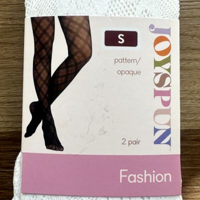 Joyspun Tights White Lace + Black Opaque No Bind Roll Resistant Women's Small